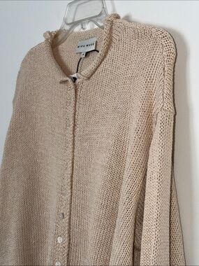 Miu Muse Cream Button-Up Knit Cardigan
